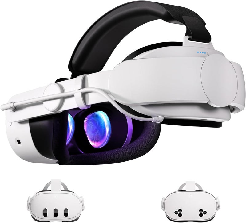 Hurra Head Strap with Battery Compatible with Meta/Oculus Quest 3/ 3S, 10000mAh Fast Charging Detachable Battery Pack Extend 5-7H Playtime, Adjustable Elite Strap Enhanced Support & Balance in VR - Image 1
